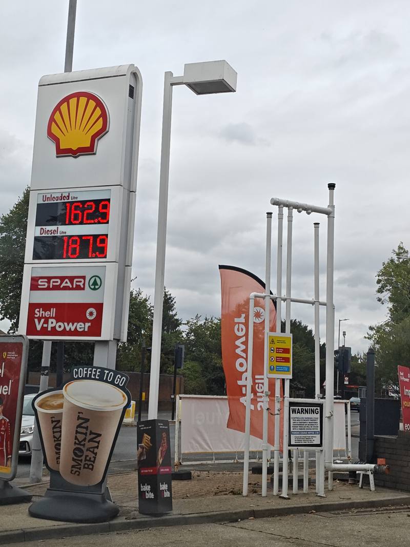 Price board at WHITE HOUSE SERVICE STATION